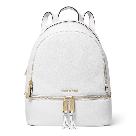 Michael Kors Handbags - Michael Kors Rhea Zip Small Backpack White